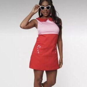 NWT Smak Parlour Unique Vintage Red & Pink Candy Cane Mini Dress 4x